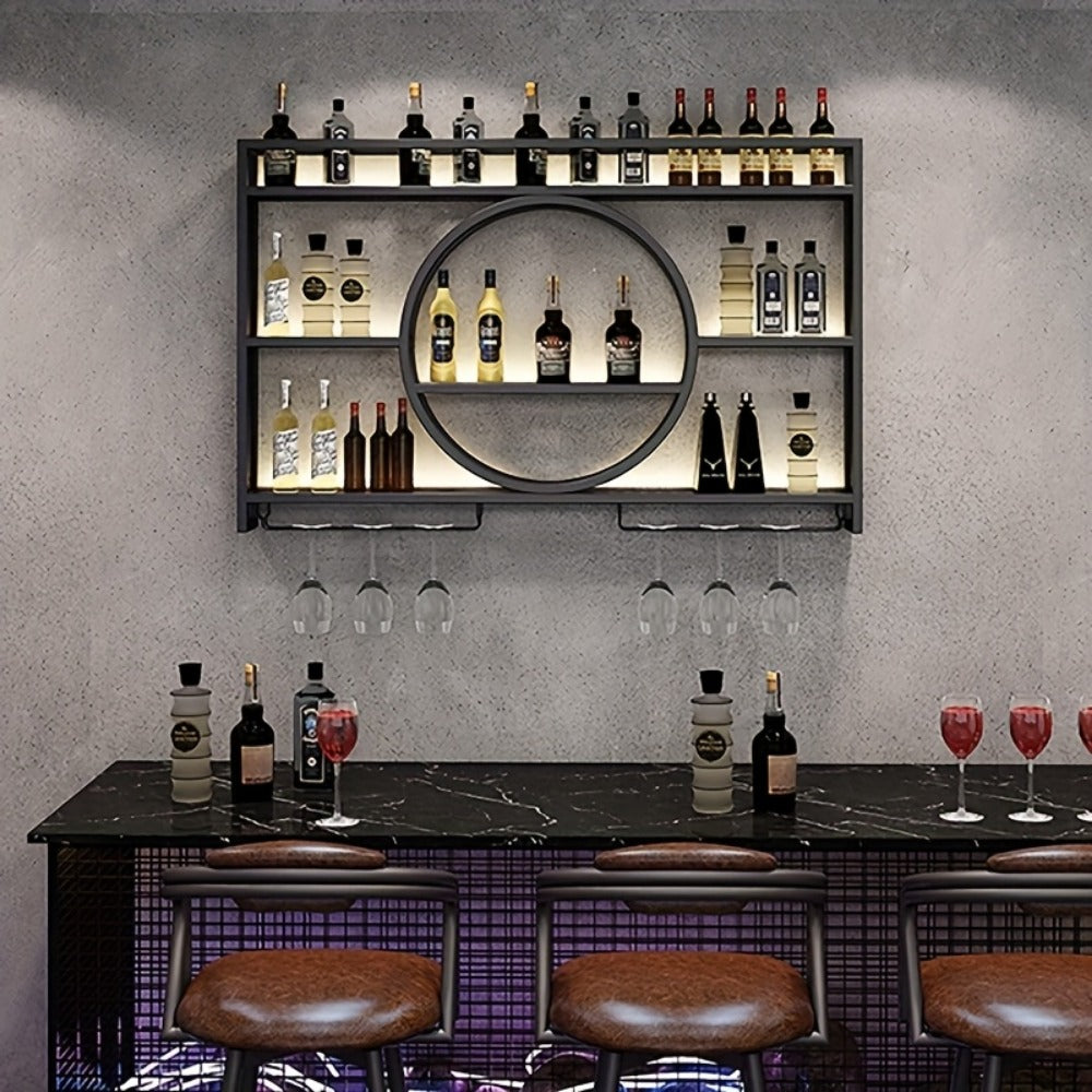 3-Tier Wall-Mounted Wine Rack with Wine Glass Holder for Living Room detail image - detail view 9