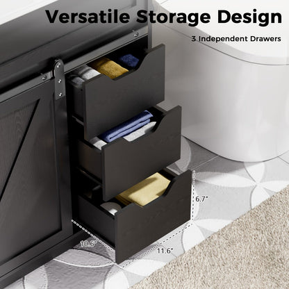 30-Inch Solid Wood Bathroom Vanity with Sliding Doors and Large-Capacity Storage detail image - detail view 12