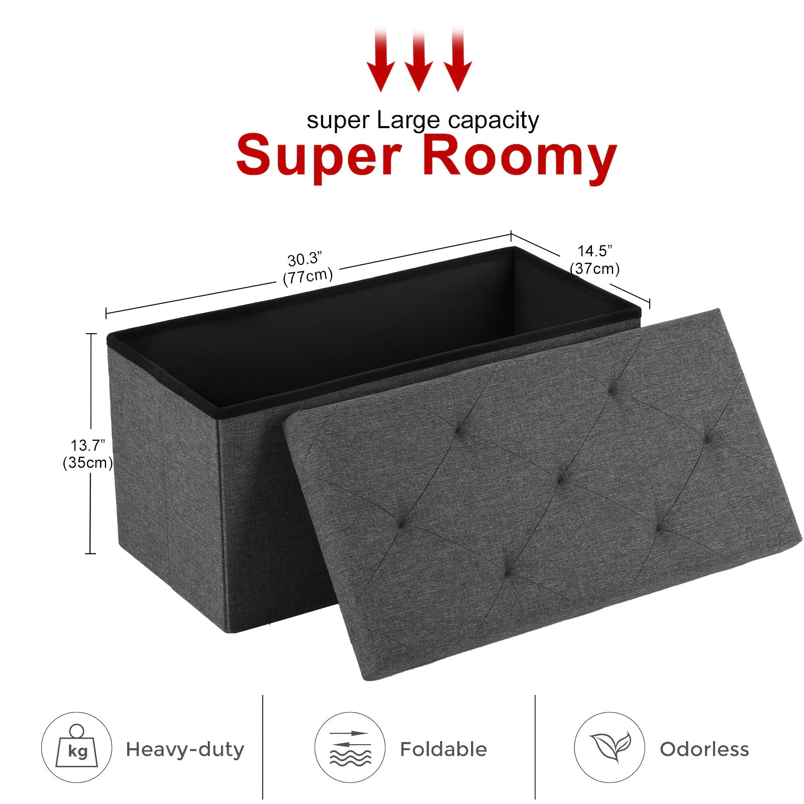 Storage Ottoman shown in the 30-Grey option