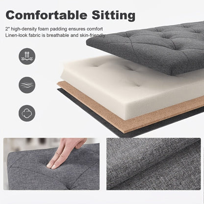30-Inch Upholstered Storage Ottoman with Hidden Storage for Organized Everyday Storage detail image - detail view 12