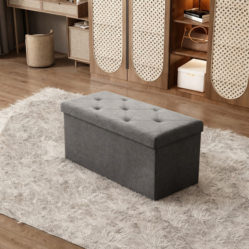 30-Inch Upholstered Storage Ottoman with Hidden Storage for Organized Everyday Storage detail image - detail view 4