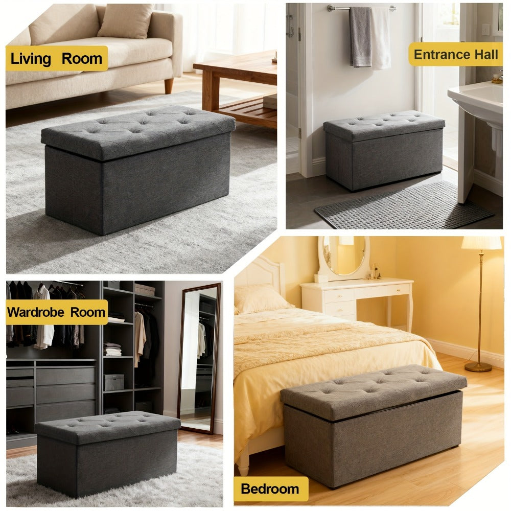 30-Inch Upholstered Storage Ottoman with Hidden Storage for Organized Everyday Storage detail image - detail view 6