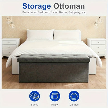 30-Inch Upholstered Storage Ottoman with Hidden Storage for Organized Everyday Storage detail image - detail view 8