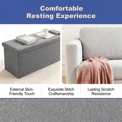 30-Inch Upholstered Storage Ottoman with Hidden Storage for Organized Everyday Storage detail image - detail view 9