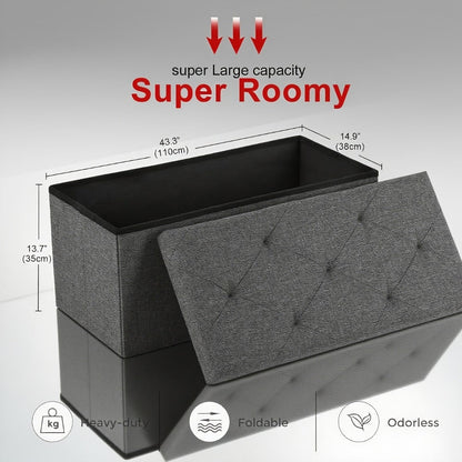 Storage Ottoman, Bench with Bins, 30"/43" Fabric Upholstered Bench for Bedroom End of Bed shown in the main product view