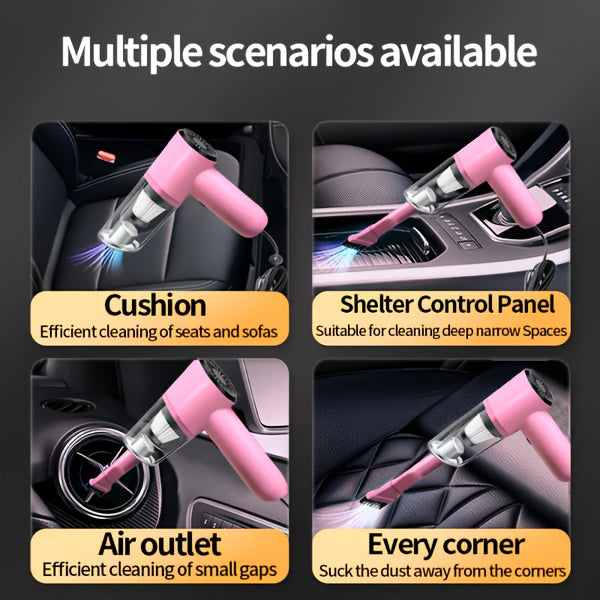 12V Compact Handheld Car Vacuum - Powerful, Wired for Easy Dust & Pet Hair Removal - Includes Accessories Kit - Silent Operation