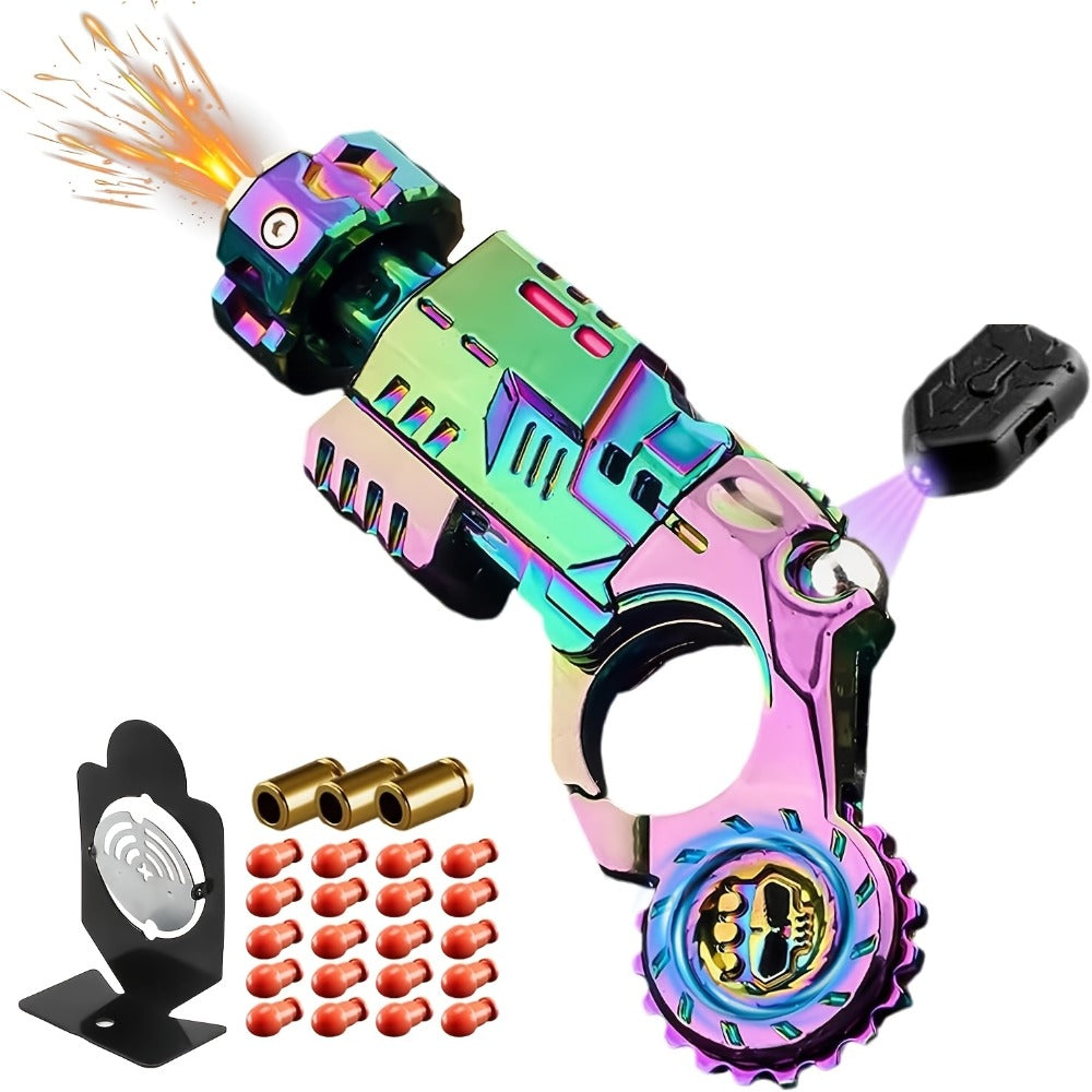 3-in-1 Alloy Fingertip Gun EDC Stress Relief Toy 26pcs Set – Metal Finger Slider Clicker Soft Bullet Launcher for Adults Focus Anxiety Relief Office Gaming Travel Gift for Men