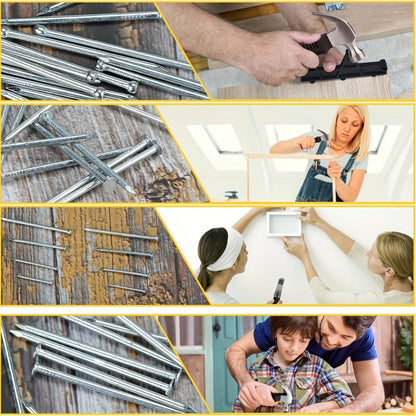 Claw Hammer & 700-Piece Nail Kit – 8oz or 16oz Forged Steel Magnetic Hammer with Galvanized Picture Hanging & Finishing Nails, Home Repair & DIY Wall Hanging Tool Set