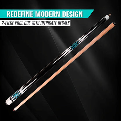 Pool Cue 58 Inch 13mm Tip 20oz - 1/2 Split Maple Billiard Cue Stick for Men & Women, Durable Multi-Color Design, Great for Home Game Room, Family & Friends Billiards, Red Black Blue Purple Green
