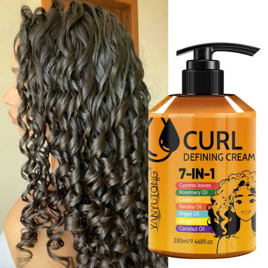 7-in-1 Moisturizing Curl Cream Anti-Frizz Flexible Hold Styling Cream for Wavy Curly Coily Hair — Non-Sticky Elasticity Curl Enhancer Long-Lasting Frizz Control Women Men 280ml