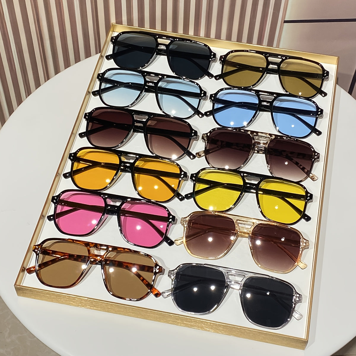 Oversized Round Novelty Glasses 12 Pack Multicolor Tortoiseshell - Double Frame Full Rim Plastic Eyewear Bulk Set for Party Prom Photo Shoot Costume, European American Style Decorative Glasses Men Women