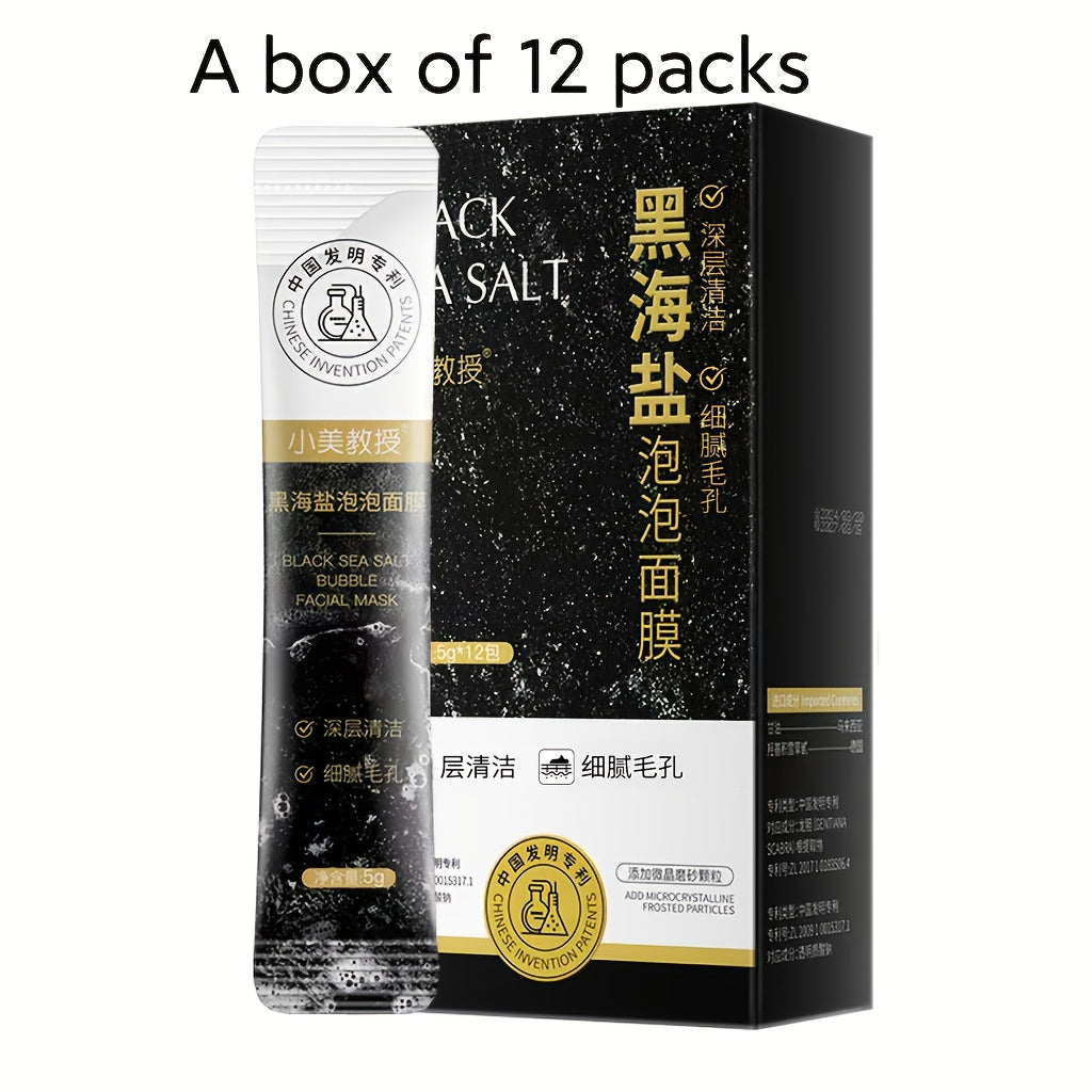 Black Sea Salt Bubble Mask with Nicotinamide, Moisturizing Foam Mud Mask Alcohol-Free for All Skin Types, Unisex Deep Cleansing Pore Purifying Face Mask – Individual Portable Packs for Travel (12/24/36 Pack)