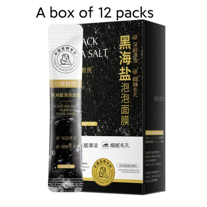Black Sea Salt Bubble Mask with Nicotinamide, Moisturizing Foam Mud Mask Alcohol-Free for All Skin Types, Unisex Deep Cleansing Pore Purifying Face Mask – Individual Portable Packs for Travel (12/24/36 Pack)