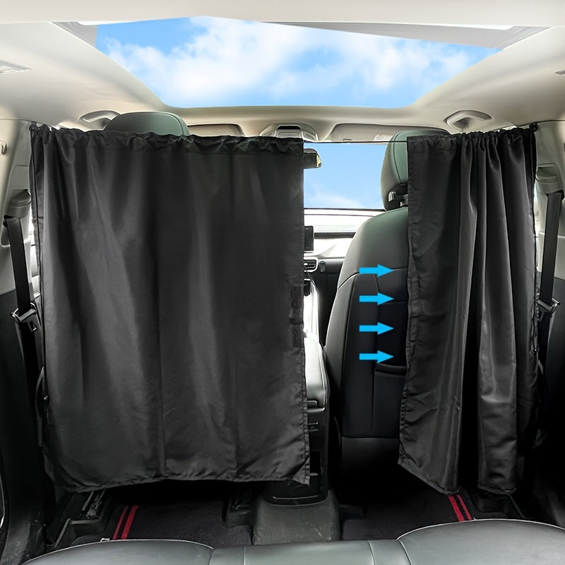 Set of 4 Car Window Shades, 2 Privacy Divider Curtains & 2 Side Window Covers, Wide Sedan SUV Sunshade Screen Covers for Travel Camping Nap Sleeping.