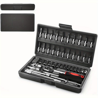 Automotive Socket Repair Tool Kit 45 / 898-Piece – 1/2-Inch & 1/4-Inch Drive Socket Set for Car Repair & Home Projects, Complete Mechanic Tool Kit, Perfect Gift for Men