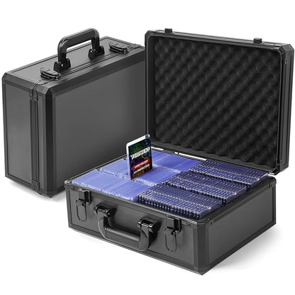 Trading Card Storage Box Topload Case - Fits 3x4 35PT Rigid Holders, 18 Colorful Dividers, 6 Foam Stoppers, Holds 600+ Cards, Sports Card Organizer