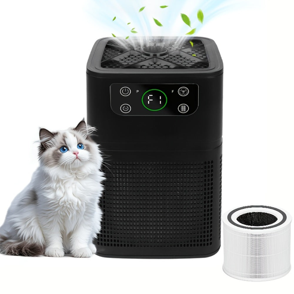 Small Air Purifier for Pets, Dust & Odor – Aromatherapy Function, Ultra-Quiet Sleep Mode, Compact Air Cleaner for Bedroom, Office & Living Room, Pet Air Purifier with Low dB for Home Use, White & Black