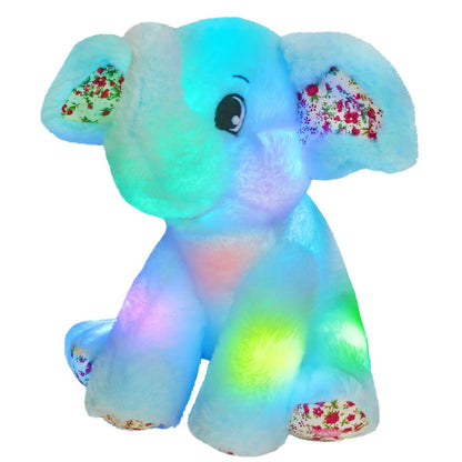 Glowing Elephant Stuffed Animal Plush Toy with LED Lights & Lullabies — Soft Floppy Blue Elephant Nightlight Companion for Babies Toddlers Kids | Birthday Easter Christmas Baby Shower Gift