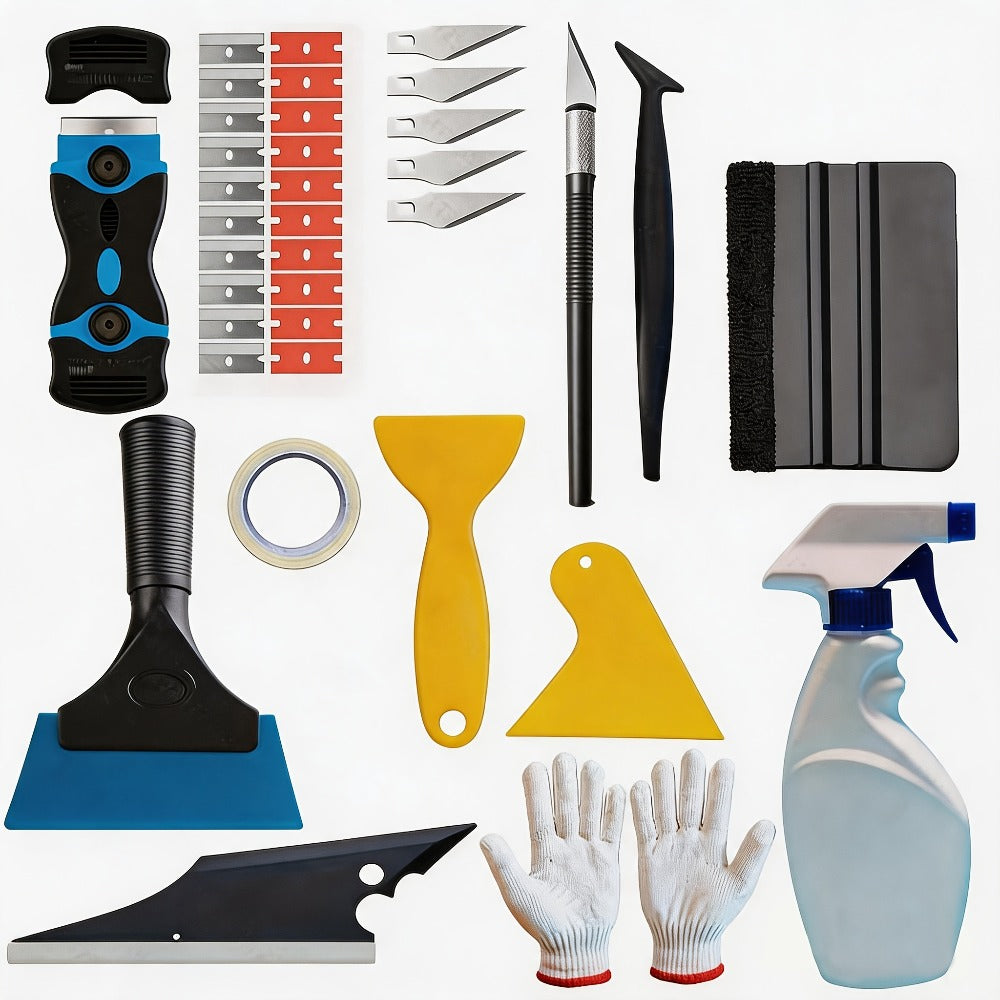 Window Tint Tool Kit 36PCS Felt Squeegee Scraper Set for Car Vinyl Wrap Film Installation DIY Beginner Window Tinting Tools Complete Kit