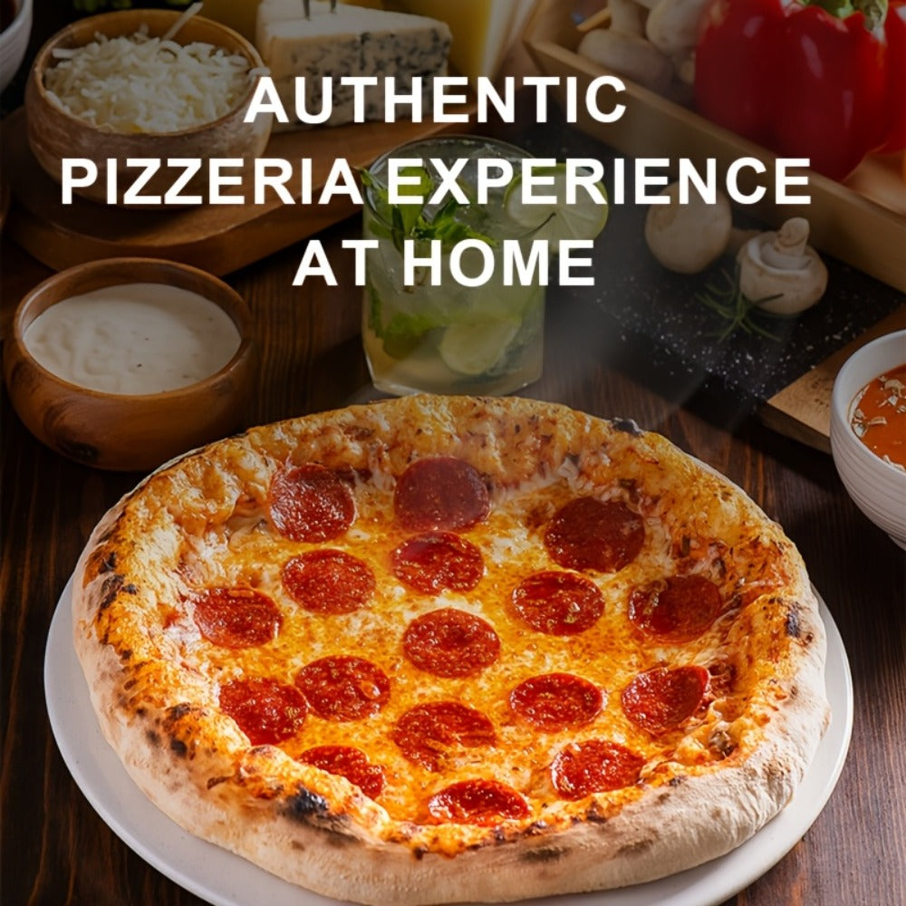 Indoor Pizza Oven 12 Inch Countertop Electric Pizza Maker 1200W – Reaches 800°F in Minutes, Dual Knob Control, Ceramic Stone, Transparent Window, Anti-Scald Handles for Home Kitchen