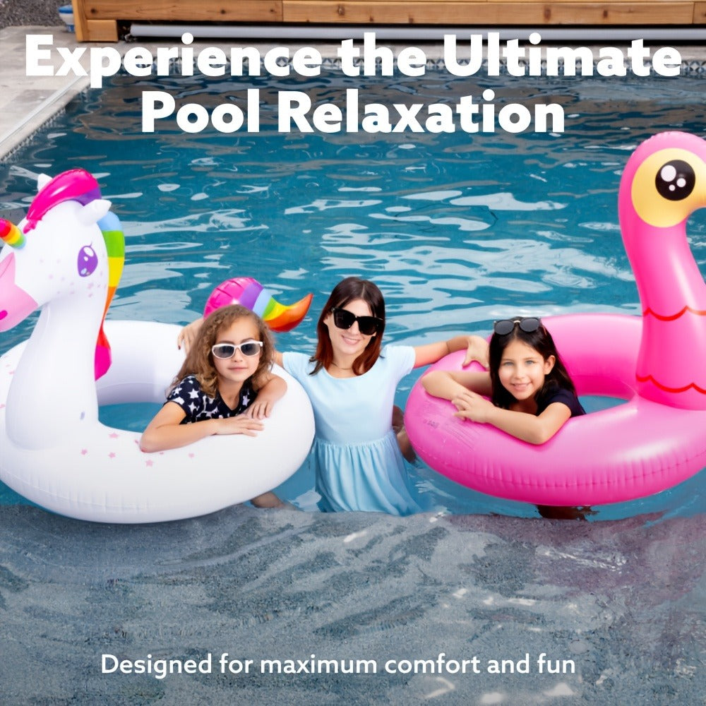 Flamingo Unicorn Inflatable Pool Float 2 Pack 40 Inch - Fun Swim Ring Floatie for Adults & Kids, Pool Party Beach Lake Summer Raft Lounger Toy Birthday Gift Set