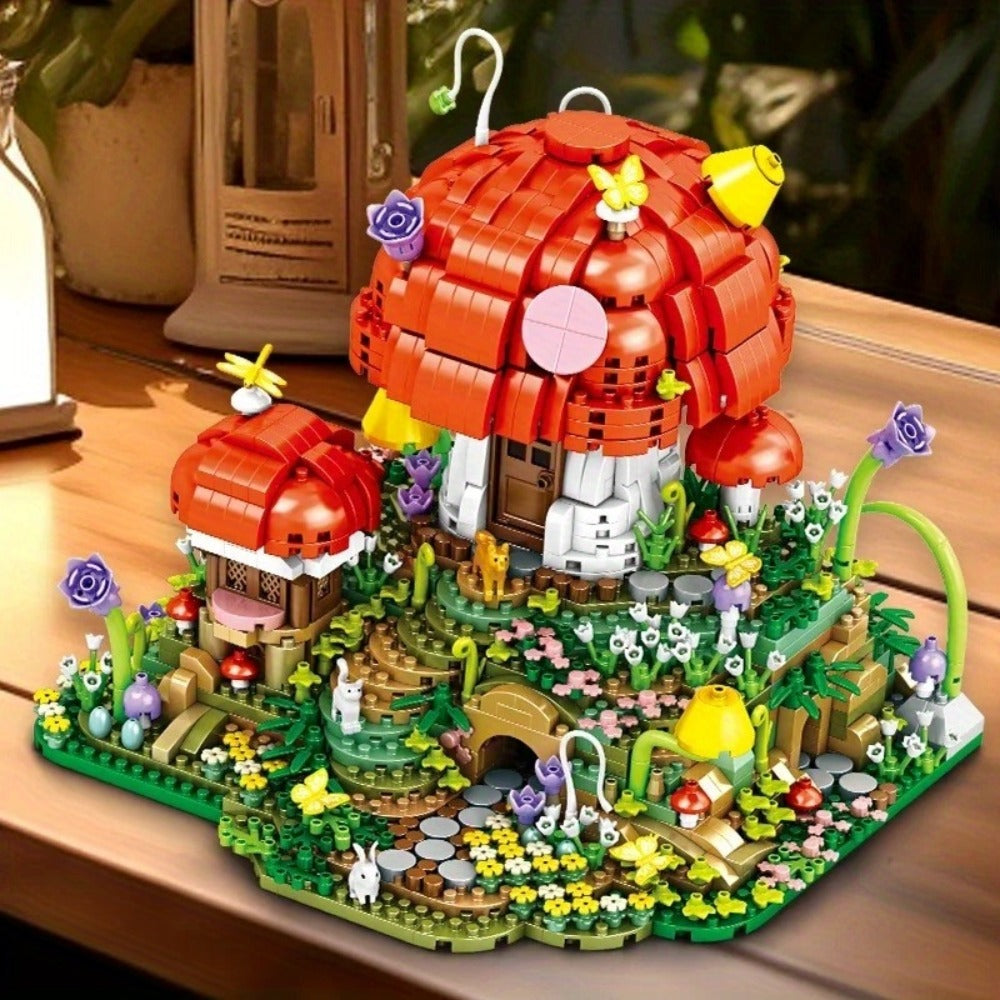 Fairy Mushroom House Building Blocks Set 2000+ Pcs – Mythical Fantasy Miniature Architecture Model 663 Desktop Decoration Display for Adults Teens Birthday Christmas Gift Fantasy Lovers