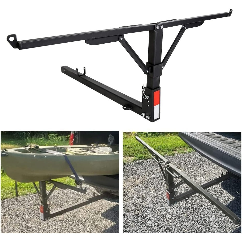Truck Bed Hitch Extender 2 in 1 Design Foldable Extension Pickups Rack fits Canoe Boat Kayak ladder Lumber w/Flag Easy Installation with Hitch and Hardware (halloween & car accessories)