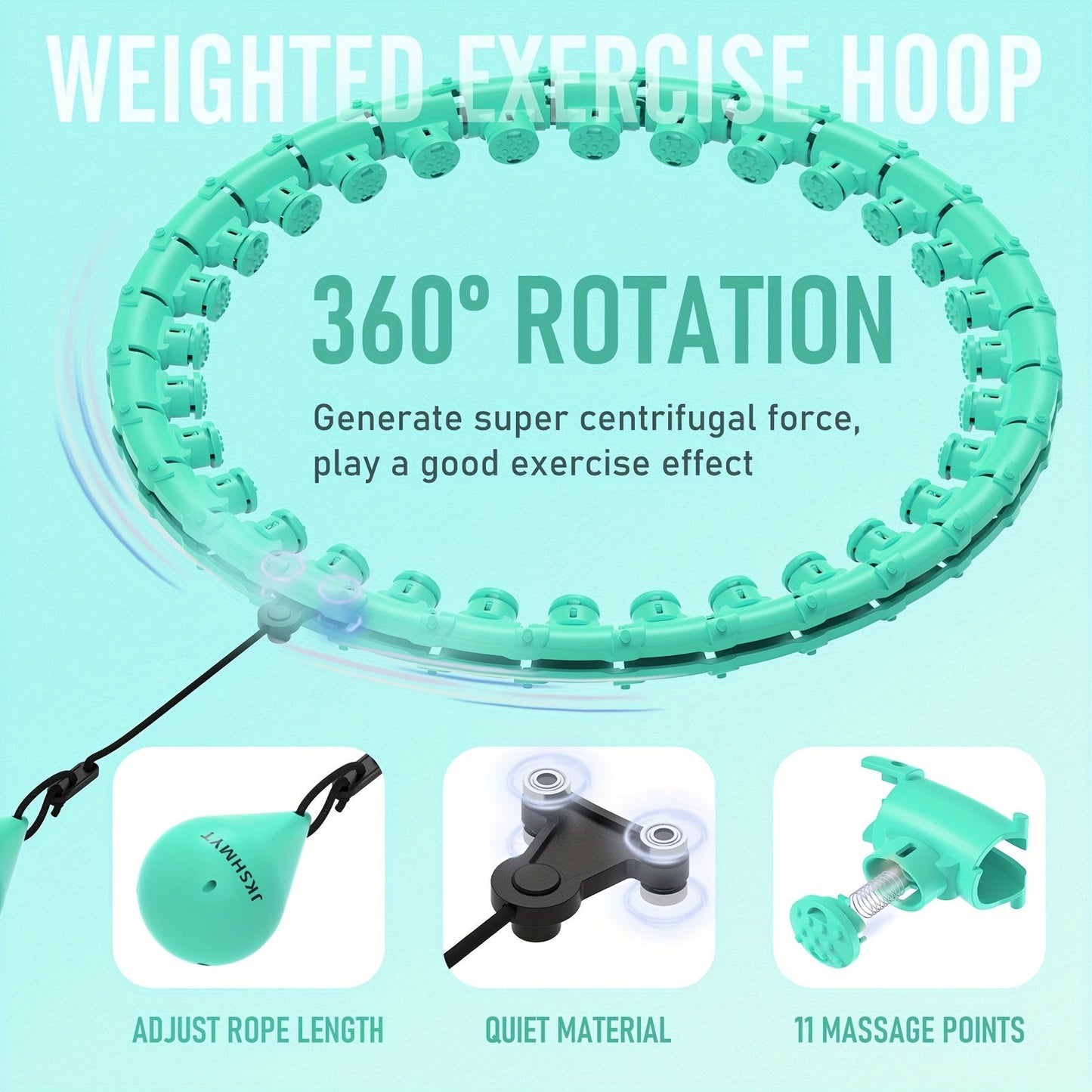 Weighted Hula Hoop Exercise Ring 69" – Smart Pilates Circle with 30 Detachable Knots, Plus Size Adjustable Fitness Hoop for Adults, Beginners & Core Workout