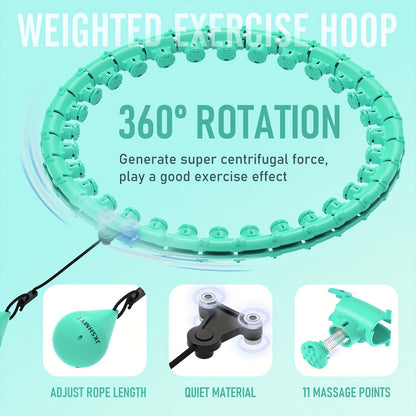 Weighted Hula Hoop Exercise Ring 69" – Smart Pilates Circle with 30 Detachable Knots, Plus Size Adjustable Fitness Hoop for Adults, Beginners & Core Workout