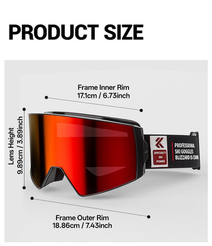 Magnetic Photochromic Ski Goggles OTG Helmet Compatible – 16-Point Magnetic Swap Lens, Triple-Layer Foam, Double Anti-Fog Dual-Layer PC 99.99% UV Protection for Men & Women, Includes Case & Bag