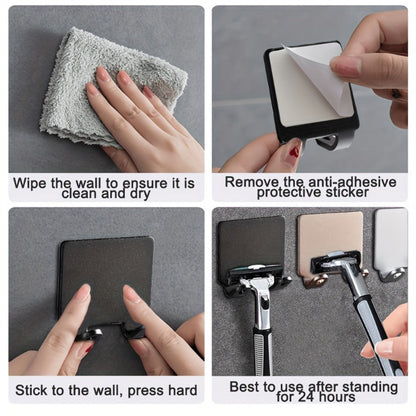 Wall Mounted Razor Holder 5pcs – Bathroom Razor Storage Hook for Men, No Drilling Non-Porous Adhesive Shaver Organizer for Shower Wall, Kitchen & Bathroom Accessories, Silver & Black