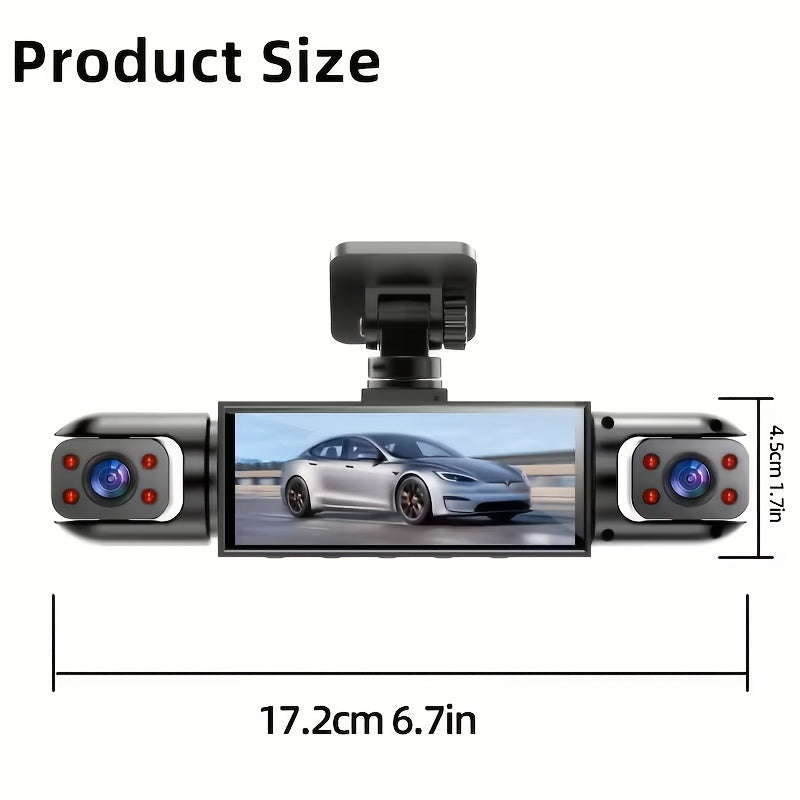 HOEMYER 360° Panoramic 3/4 Lens Channel 1080P HD Ultimate Dash Cam Kit, 1080P Front And 720P Front-Rear-Left-Right Full Coverage, Quad-View Display, HD Night Vision, WDR, G-Sensor
