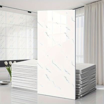 Marble Pattern Wall Stickers Vinyl Decals Oversized Glam Style Self Adhesive High Gloss Removable Wallpaper for Kitchen Bathroom Living Room Office Home Decor 20 40 Pieces Multiple Colors