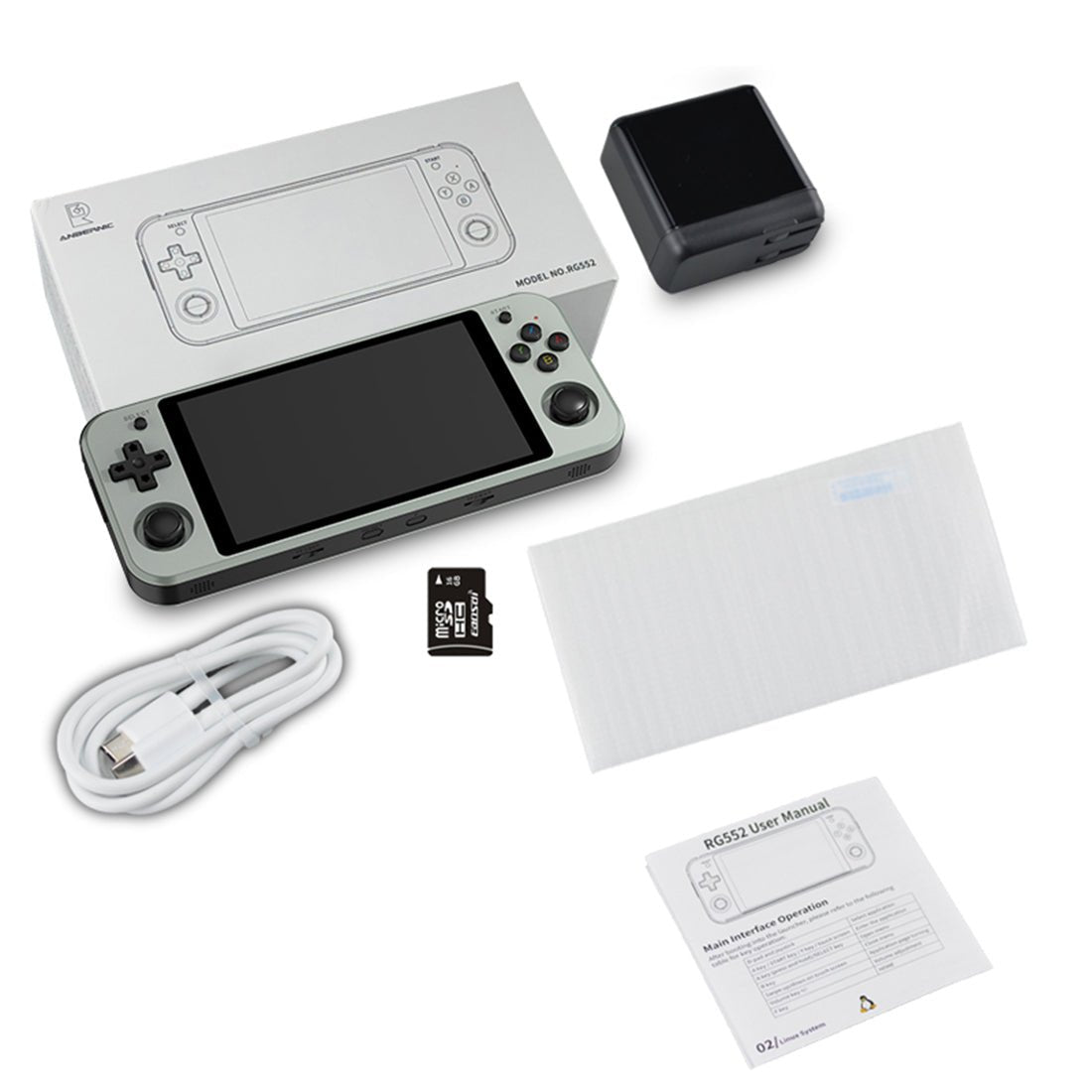 Anbernic RG552 Handheld Game Console Dual OS Android Linux Retro Emulator 5.36-Inch IPS 1920x1152 RK3399 4GB RAM HDMI USB 3.0 Active Cooling