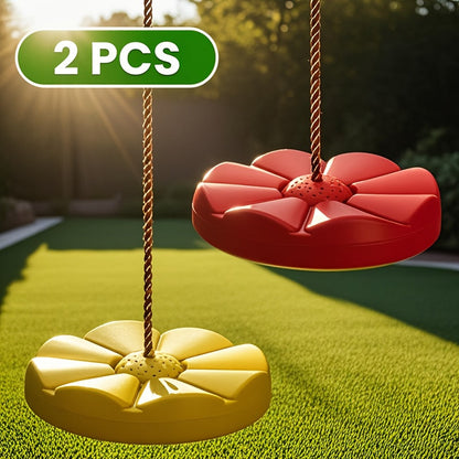 Flower Shaped Outdoor Swing Set 2 Pack Kids Backyard Hanging Swing Seat with Adjustable Rope 11.8in Diameter for Playground Courtyard Amusement Park Ages 3+