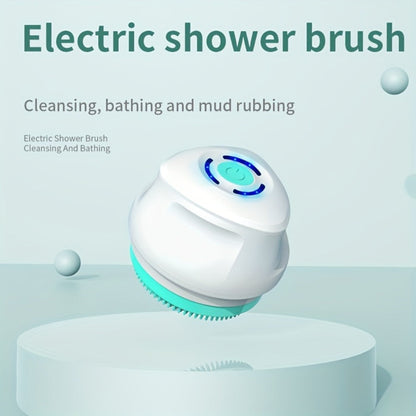 Electric Body Scrubber Brush 5-in-1 Rotating Shower Exfoliator with Long Handle - Soft Bristle Waterproof Bath Brush for Back Face & Full Body, Home Spa Skin Care Tool for Women & Men