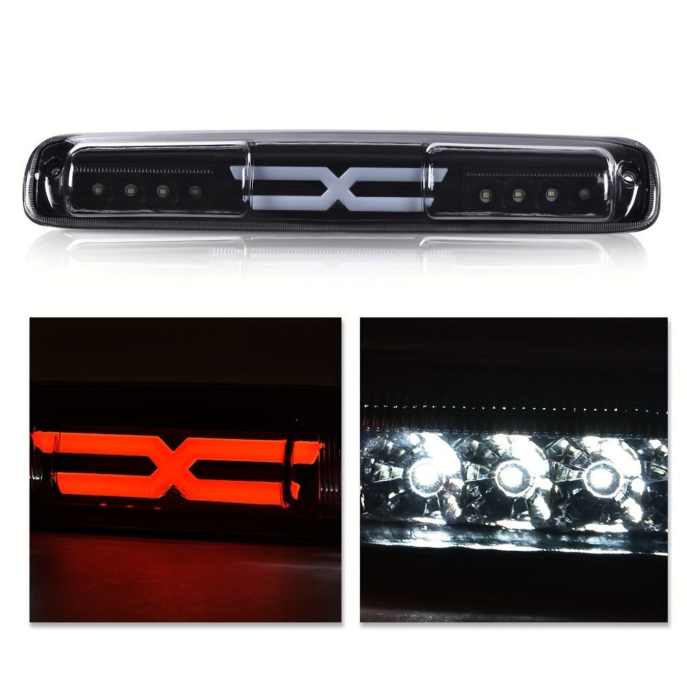 LED Third Brake Light High Mount Stop Lamp for 1999-2007 Chevy Silverado GMC Sierra 1500 2500 3500 HD with Turn Signal & Reverse Light Smoky Lens Black Housing