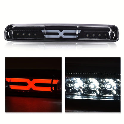 LED Third Brake Light High Mount Stop Lamp for 1999-2007 Chevy Silverado GMC Sierra 1500 2500 3500 HD with Turn Signal & Reverse Light Smoky Lens Black Housing