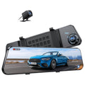 10-inch Touchscreen Dash Cam with Front 1296P and Rear 1080P Recording. Supports App Control, WiFi, GPS, English Voice Control, WDR Wide Dynamic Range, Super Night Vision, and Parking Monitor Mode. Requires Additional Mini Three-core Hard-wiring Kit