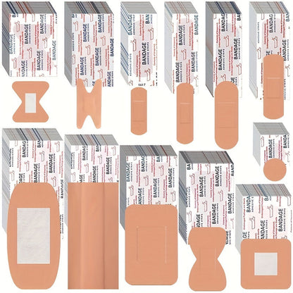 Adhesive Bandages 360pcs - Flexible Fabric Fingertip & Knuckle Bandages Set, Breathable Cloth Elastic First Aid Bandages in 12 Assorted Sizes, Spot Wound Care for Home, Office & Outdoor Emergency Kit