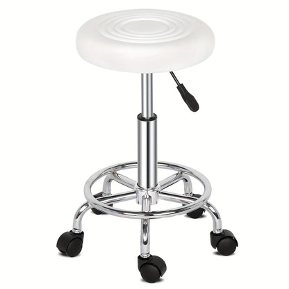 Saddle & Round Salon Stool with Backrest 360-Degree Swivel — Adjustable Height Professional Chair for Salon, Spa, Barber, Kitchen & Bistro, Black & White, 2 Styles