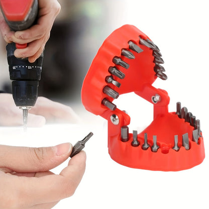 Drill Bit Holder with Base & 28-Piece 1/4" Hex Drill Bits – 2-in-1 Desktop Screwdriver & Desk Organizer Gadget, Unique Tool Gift for DIY Enthusiasts & Home Workshop