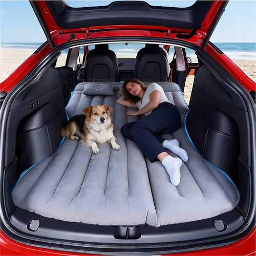 Comfortable High-Quality Inflatable Car Bed, Cloud-Soft Flocked RV Mattress, Rectangular Air Cushion For SUV Travel And Camping With Storage Bag And Repair Kit Car Mattress For Vehicles Idea Great Car Accessories Camping Gear And Equipment