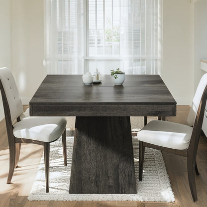 Dining Table, Square for 4 with Pedestal Base - 31.5" Farmhouse Kitchen Table, Grey Wood shown in the main product view