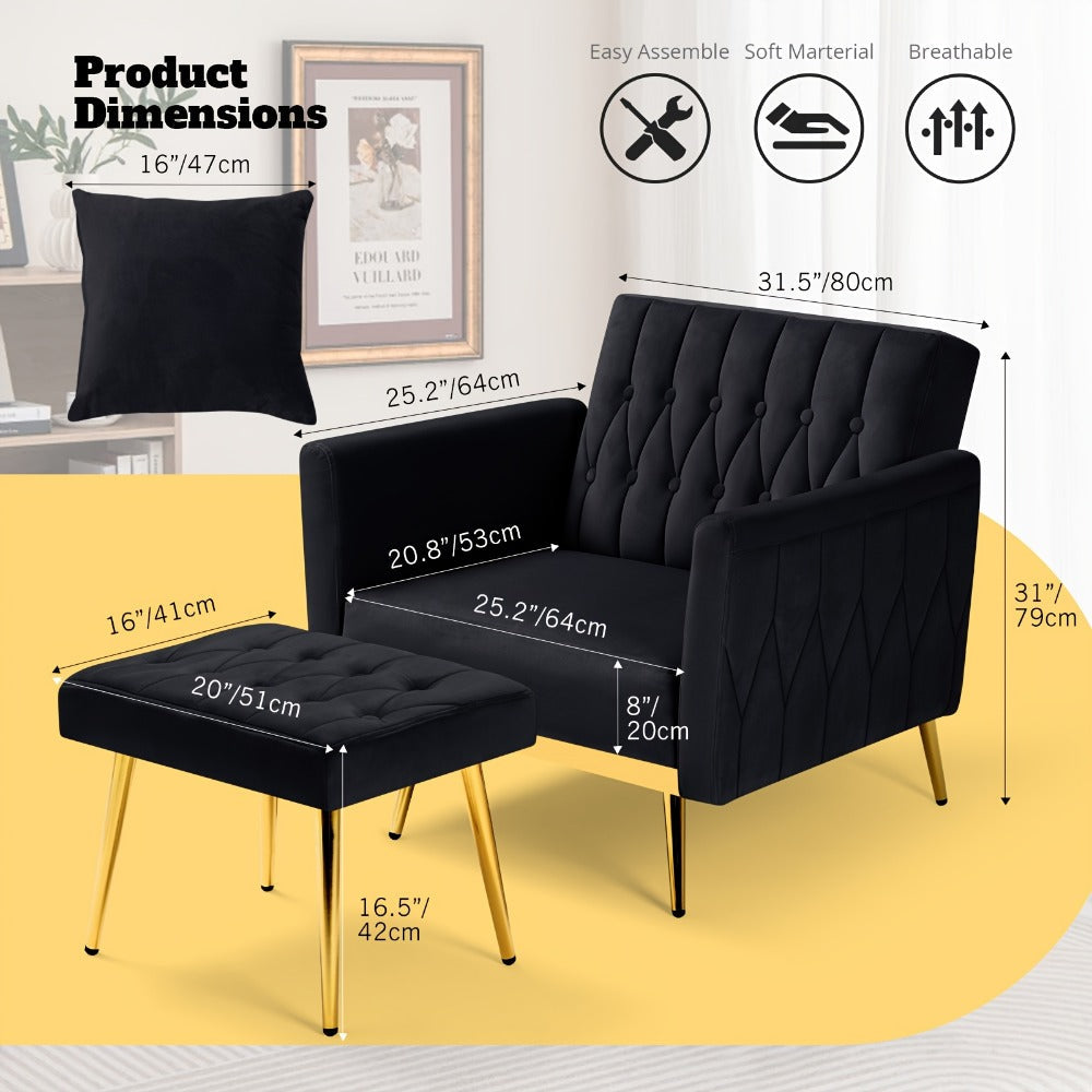31.5-Inch Upholstered Accent Chair, Bedroom Reading Chair for Living Room detail image - detail view 4