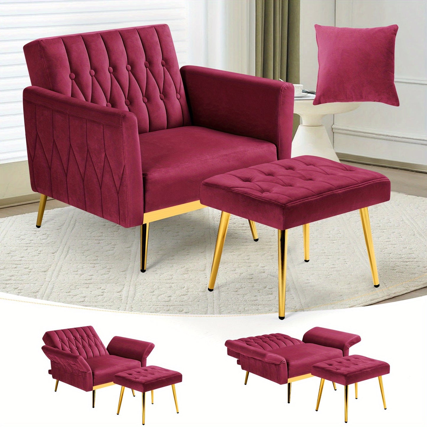 Accent Chair shown in the FUCHSIA option