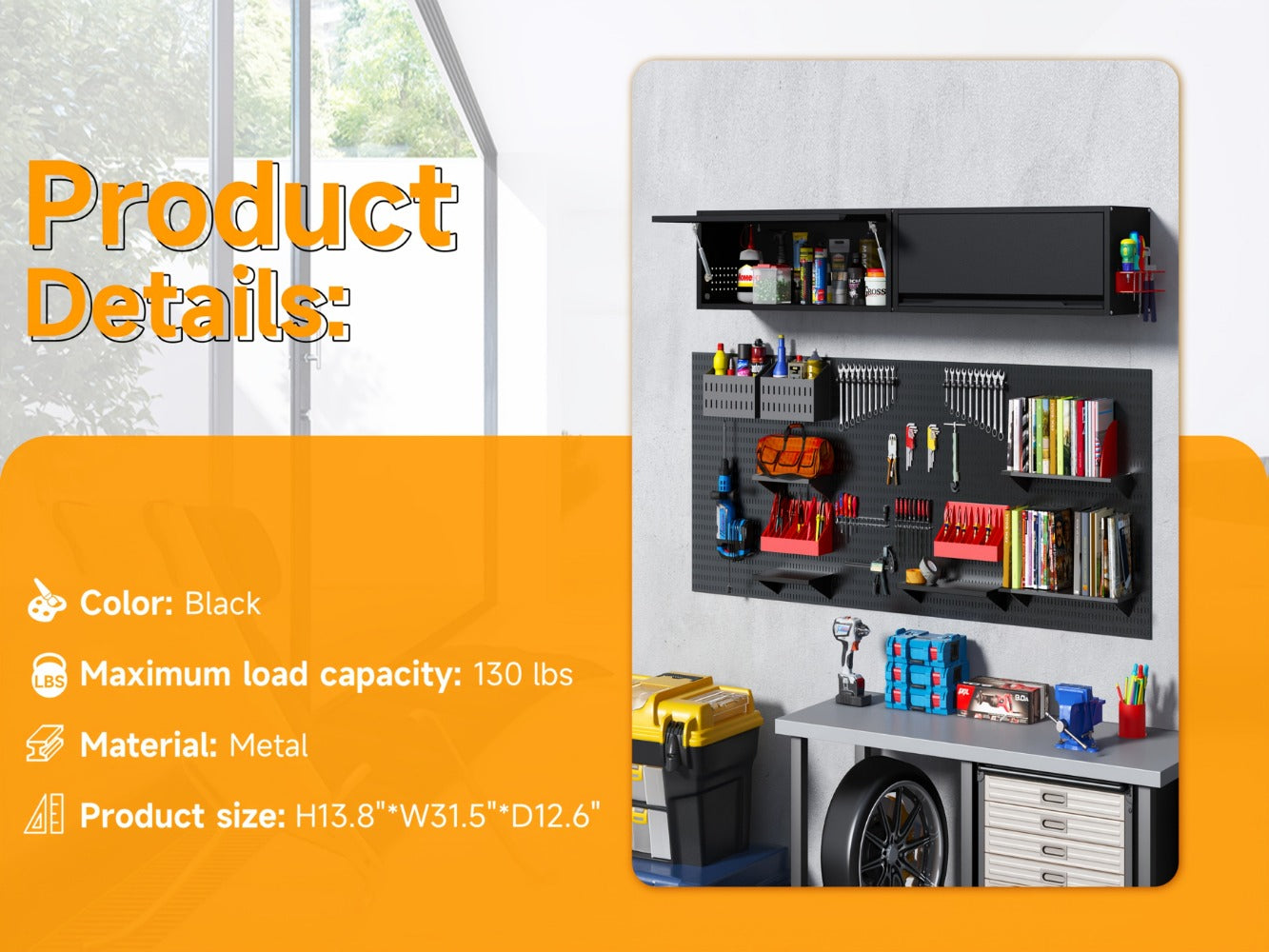 31.5-Inch Wall-Mounted Wall Storage Cabinet for Kitchen and Garage detail image - detail view 9