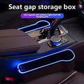 Car Seat Gap Storage Box, Phone Holder Charger, Clutter Organizer, Car Seat Gap Organizer with LED Ambient Lighting, Faux Leather Multi-Function Console Side Bag with Dual USB Charging Ports, for Vehicle Interior Additions
