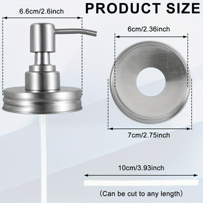 Mason Jar Soap Dispenser Pump Lids 4 Pack – 304 Stainless Steel Regular Mouth Mason Jar Pump Replacement, Leakproof Gasket, 3.9" Cuttable Tube, for Kitchen Bathroom Lotion Hand Soap Dish Soap