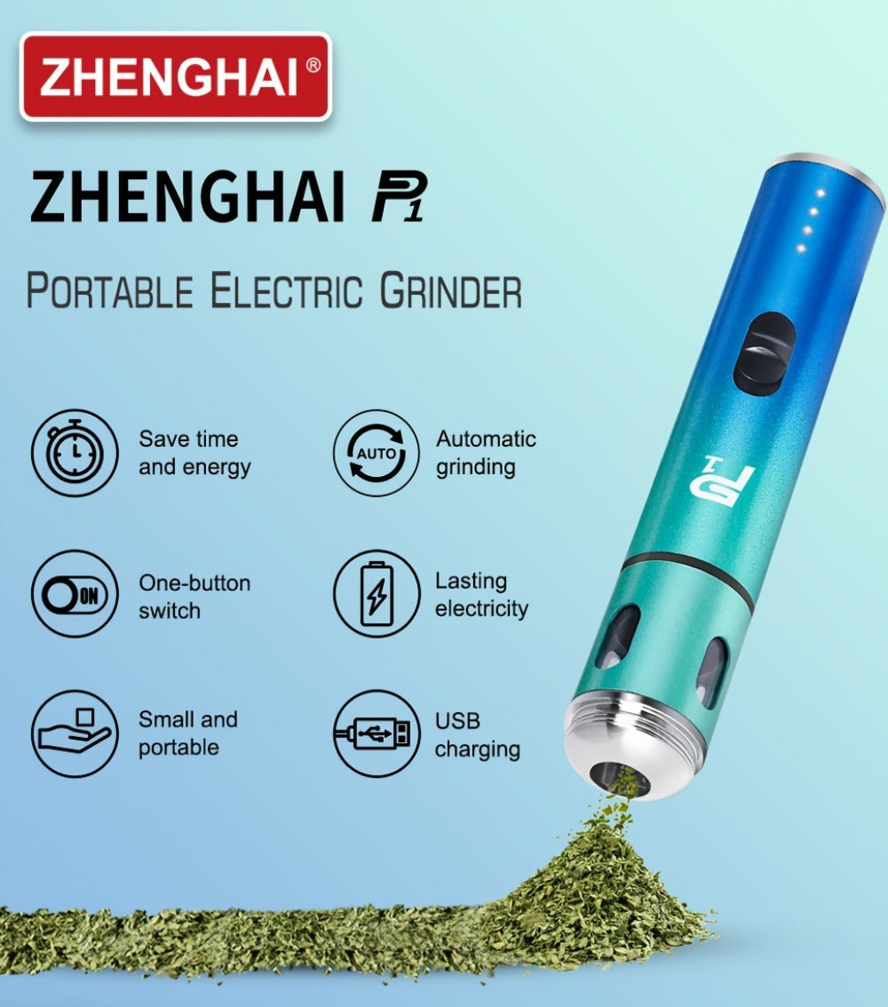 Electric Herb Grinder USB Rechargeable – Portable Spice Mill with One-Button Operation, Travel Bag, Funnel & Cleaning Brush | 4 Colors Available